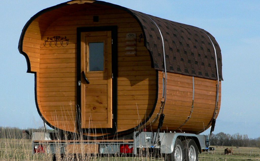 Große mobile Sauna mieten am Elm